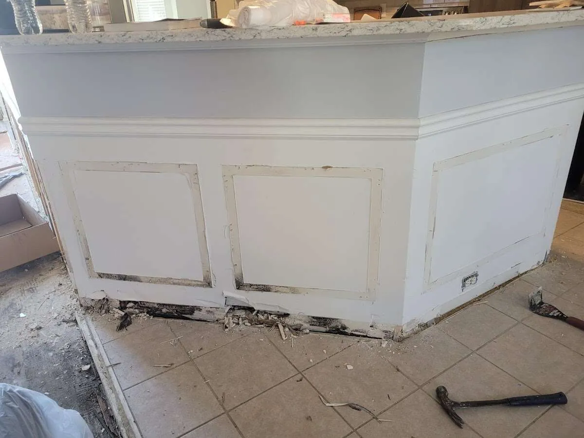 Water damage and mold on kitchen during Storm Damage Restoration in Orange City
